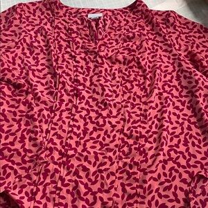 Liz Claiborne Pink Leaf Print Blouse